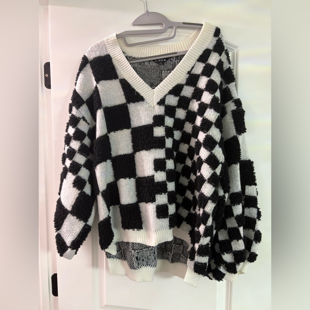 Checkered Black and White Sweater